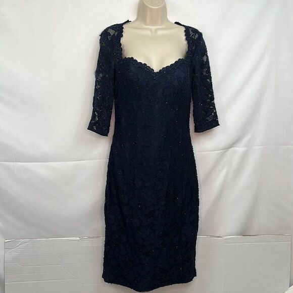 La Femme Lace and sequins formal midi dress size 8 - Picture 1 of 15